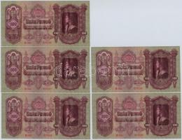 1930. 100P (5x) sorszámkövetők T:III mind szép papír