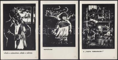 cca 1956-1957 A forradalmat bemutató ellenpropaganda lapok, 11 db nyomat, 14×9 cm