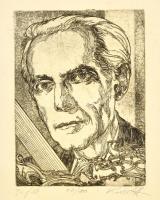 Kádas István (1941-): Bartók. Rézkarc, papír, jelzett, szélén kis szakadás, 18,5x15 cm