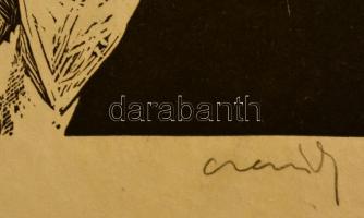 Olvashatatlan jelzéssel: József Attila. Fametszet, karton, 19×16 cm