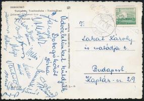 1960 Az olimpiai válogatott labdarúgók aláírásai levelezőlapon (Dalnoki, Dudás, Várhidi, stb.)
