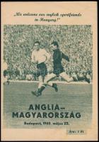 1960 Anglia-Magyarország válogatott labdarúgó mérkőzés műsorfüzet, érdekes írásokkal, tűzött papírkötésben