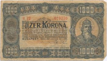 1923. 1000K nyomdahely jelölés nélkül T:III,III- Adamo K37