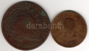 Brazília 1830 40R + Franciaország  1856A 10c mindkettő érdekes ellenbélyegzővel! T:3