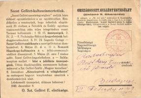 1941 Budapest XI. Gellért-hegyi Sziklatemplom, OSztGE (Országos Szent Gellért Egyesület) kegyelethel...