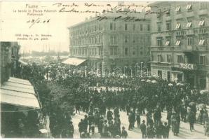 1906 Fiume, Rijeka; La banda in Piazza Adamich / Platzmusik / music bands concert at the square, street festival, Hotel Lloyd, Tosca, restaurants. Fr. Reincke 1633. (EK)