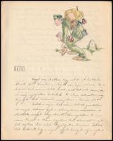 1944 Leventekiképzésről szóló tábori napló (19. Kieg. Ker. Lev. Pság.), rajzzal, 5p