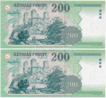2001. 200Ft "FE" (2x) közeli sorszám T:I