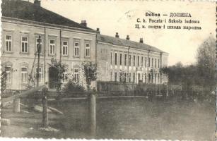 Dolyna, Dolina; C.k. Poczta i Szkola ludowa / post office and school. (Rb)