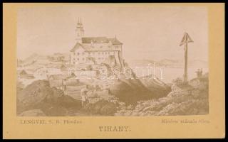cca 1870 Tihany látképe, fénynyomat Lengyel S. balatonfüredi műterméből, 6,5×10,5 cm