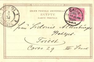 1899 Cairo, Tombeaux des Mamelouks, Sphinx / Tombs of the Mamelukes, Sphinx. Floral, litho