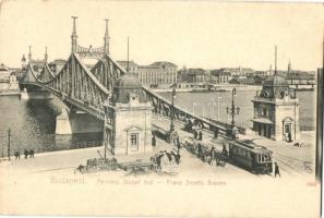 Budapest, Ferenc József híd, villamos sín fektetés, építkezés. Taussig Arthur 5068. (EK)