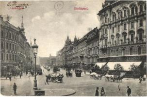 Budapest XIII. Lipót körút, Café Vígszínház kávéház, villamos, üzletek. Divald Károly 213. sz. (EK)