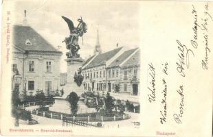 1899 Budapest I. Honvéd szobor, emlékmű, Folker Alajos üzlete. Divald Károly 33. sz. (EB)