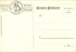 Brocken, Gruss aus Brocken Hotel. Verlag von Rud. Schade Nr. 16. 1911. Art Nouveau, floral, map