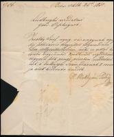 1850 herceg Batthyány Fülöp (1781-1870) saját kézzel aláírt levele ludbregi (Varasd megyei) gazdatis...