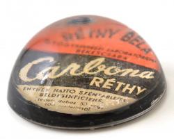 Carbona Réthy, Réthy Béla gyógyszerész Békéscsaba, reklámos üveg papírnehezék, apró kopásokkal, d: 6...