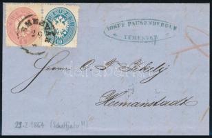 1864.02.29. 5kr + 10kr lon cover with full content, posted in leap year 