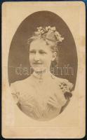 cca 1880 Stefánia belga királyi hercegnő (1864-1945) Rudolf trónörökös feleségének keményhátú fotója, 10,5×6,5 cm / Portrait of Princess Stéphanie of Belgium (1864-1945)