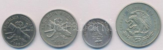 Mexikó 1883. 1c Cu-Ni + 2c Cu-Ni + 1903MoM 5c Ag + 1950. 25c Ag T:1-,2 ph.
Mexico 1883. 1 Centavo C...