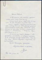 Ádám Jenő (1896-1982) zeneszerző saját kézzel írt levele Arany Bálint turánistához, FKGP politikushoz, akit a Magyar Közösség perben koncepciós eljárás során elítéltek.