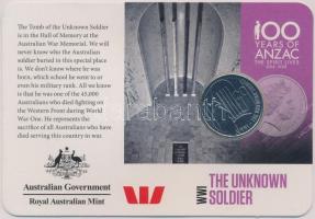 Ausztrália 2015. 20c Cu-Ni Emlékezés az Anzac-okra - Az ismeretlen katona karton tokban T:1 Australia 2015. 20 Cent Cu-Ni Anzacs Remembered - The Unknown Soldier in cardboard case C:UNC