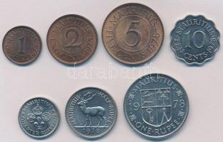 Mauritius 1975-1978. 1c-1R (7xklf) T:1- ph. Mauritius 1975-1978. 1 Cent - 1 Rupee (7xdiff) C:AU edge error