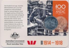 Ausztrália 2015. 20c Cu-Ni "Emlékezés az Anzac-okra - 1914-1918" karton tokban T:1 Australia 2015. 20 Cent Cu-Ni "Anzacs Remembered - 1914-1918" in cardboard case C:UNC