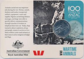 Ausztrália 2015. 20c Cu-Ni Emlékezés az Anzac-okra - Állatok a háború alatt karton tokban T:1 Australia 2015. 20 Cent Cu-Ni Anzacs Remembered - Wartime Animals in cardboard case C:UNC