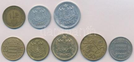 Monaco 1926-1956. 1Fr-100Fr (8xklf) T:1-,2 Monaco 1926-1956. 1 Franc - 100 Francs (8xdiff) C:AU,XF