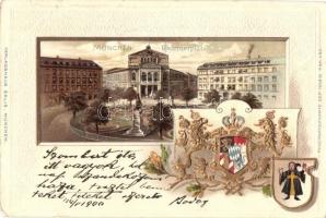 1900 München, Gärtnerplatz. Passepartoutkarte 123818. / square, coat of arms, Emb. litho (EB)