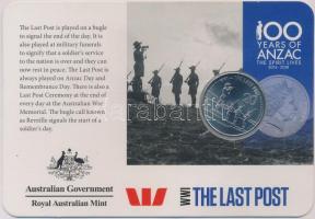 Ausztrália 2015. 20c Cu-Ni Emlékezés az Anzac-okra - The Last Post gyűrött karton tokban T:1 Australia 2015. 20 Cent Cu-Ni Anzacs Remembered - The Last Post in creased cardboard case C:UNC
