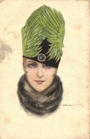 1914 Italian Art Deco postcard. Lady with fashion hat. Proprieta artistica riservata No. 206-6. s: Nanni + Inf. Reg. 62. (EB)