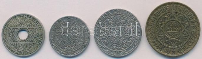 Marokkó / Francia Protektorátus 1921. 25c Cu-Ni + 50c Ni + 1924. 1Fr Ni + 1946. 5Fr Al-Br T:2
Moroc...