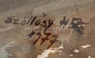 Szöllősy H. Eta (1920-): Halászok. Akvarell, papír, jelzett, üvegezett keretben, 33×28 cm