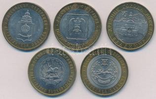 Oroszország 2007-2008. 10R (5xklf) T:1-,2 
Russia 2007-2008. 10 Rubles (5xdiff) C:AU,XF