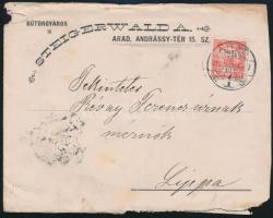 1916 Arad, Steigerwald A. bútorgyáros számlája borítékkal