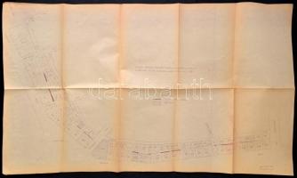 cca 1950 A pesti városfal látható részeinek bemutatás térképen 100x60 cm