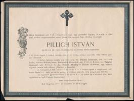1878 Pillich István 1848-as hovédhadnagy halálozási értesítője
