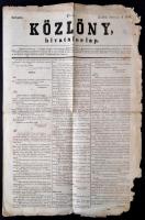 1848 A Közlöny c. hivatalos lap december 3. száma. Szélén kissé rojtos.