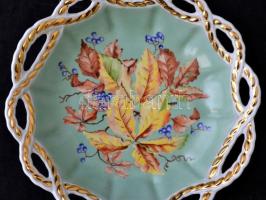 Oscar Schlegelmilch kosár és áttört tál, kézzel festett (utólag), jelzett, hibátlan, d: 20,5 cm, 35×...