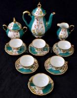 Bavaria mokkás készlet, kézzel festett(utólag), jelzett, egyik csészealjon csorbával