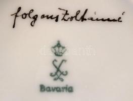 Bavaria mokkás készlet, kézzel festett(utólag), jelzett, egyik csészealjon csorbával