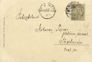 1905 Magyaróvár, Mosonmagyaróvár; Fő utca, Nepomuki Szent János emlékoszlop. Kumpf Antal kiadása (EK...