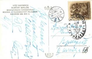 1938 Komárom, Komárnó; bevonulás, Horthy Miklós, Purgly Magdolna, Imrédy Béla, Teleki Pál / entry of...