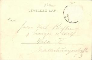 1899 Győr, Püspöki vár, Sétatéri kioszk, Kisfaludy szobor. Kiadja Nitsmann József. Luszt Ármin Art N...