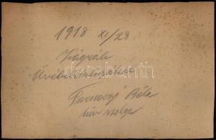 1918 Zágráb, MÁV tisztek csoportképe, kartonra kasírozott fotó, karton körbevágva, 16,5×23 cm