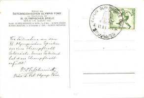 1936 Berlin XI. Olympische Spiele / Summer Olympics in Berlin advertisement card, So. Stpl s: Schrof...