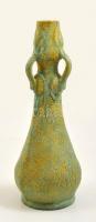 Gorka Géza (1894-1971): Három füles váza. Repesztett mázas festett kerámia, jelzett (Nógrádverőce), hibátlan, m:26,5 cm