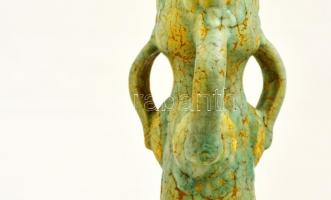 Gorka Géza (1894-1971): Három füles váza. Repesztett mázas festett kerámia, jelzett (Nógrádverőce), ...